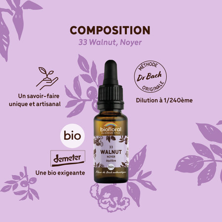 Fleurs de Bach n°33 - Noyer/Walnut Bio
