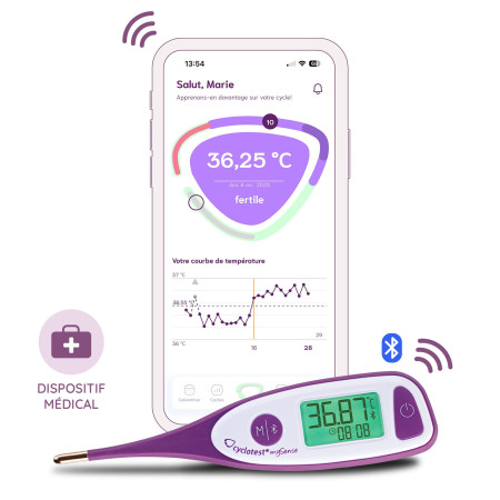 Thermomètre basal connecté mySense de cyclotest pour la symptothermie
