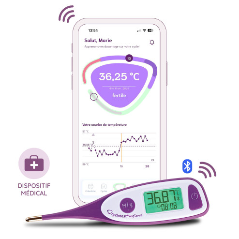 Thermomètre basal connecté mySense de cyclotest pour la symptothermie